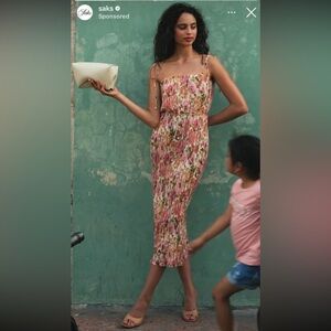 NWOT Zimmermann Golden Pleated Midi Dress Pink Rose Size 1